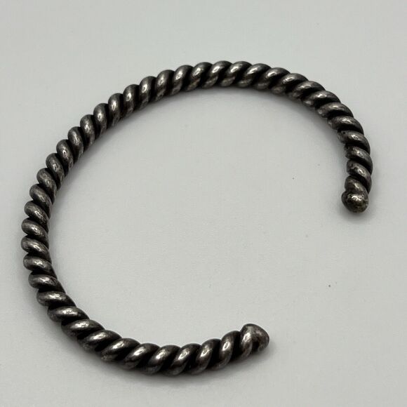 Ethnic Solid Silver Twisted rope Bangle Bracelet
